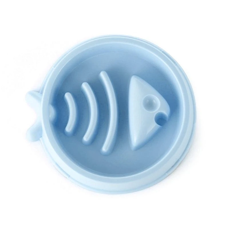 

Prevent Choking Pet Cats Bowl Fish Plastic Solid Slow Feeding Bowl