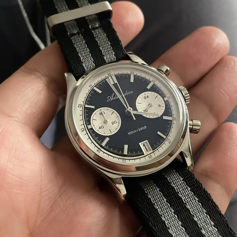 

ADDIESDIVE Hot Sale Black Panda Men's Watch AD2095 Multifunction Chronograph Bubble Mirror Glass Waterproof Diver Quartz Watches