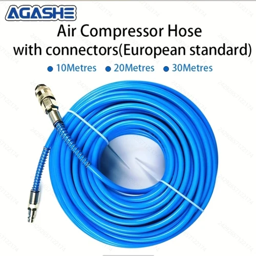 AGASEH 1 manguera de compresor de aire con conector rápido (UE 3 en 1 con protector de resorte), manguera de aire de PU reforzada Flexible de 10/20/30m 8*5m