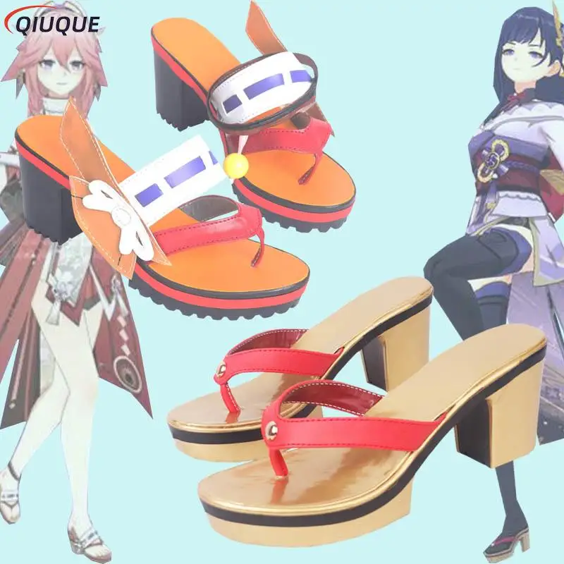 

Raiden Shogun Baal Yae Miko Cosplay Shoes Genshin Impact Cosplay Shoes Game Anime Role Playing Props