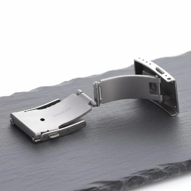 16/18/20/22MM 316L Stainless Steel Brushed Folding Safety Buckle Double Lock Button Push Extendable Adjustable Watch Band Clasp