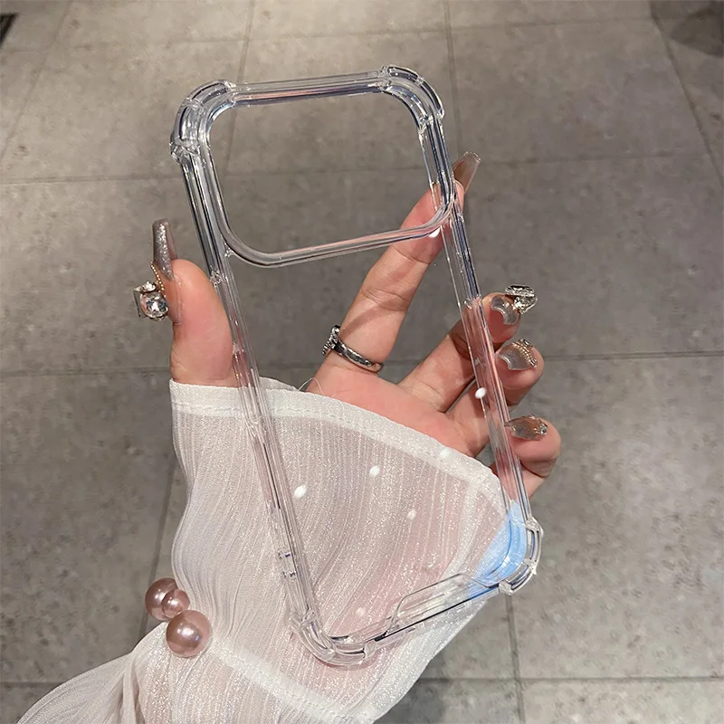 Luxury Transparent Shockproof Four Corner Package Case for IPhone 17 Air 16 15 14 13 12 Pro Max Acrylic Back Cover Shell - náhled 4