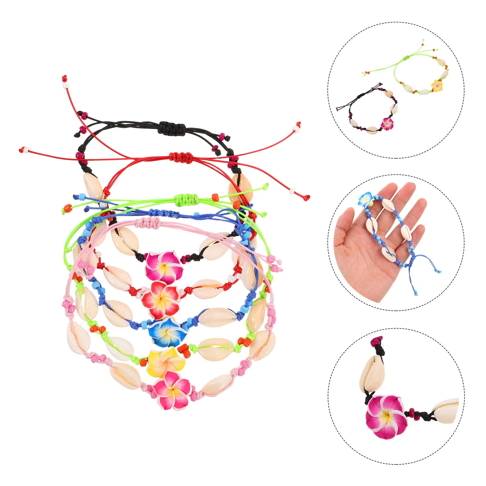 

5pcs Boho Style Beach Shell Bracelet Set Colorful Conch Charms Seashell Bead Summer Vacation Jewelry Women Tropical