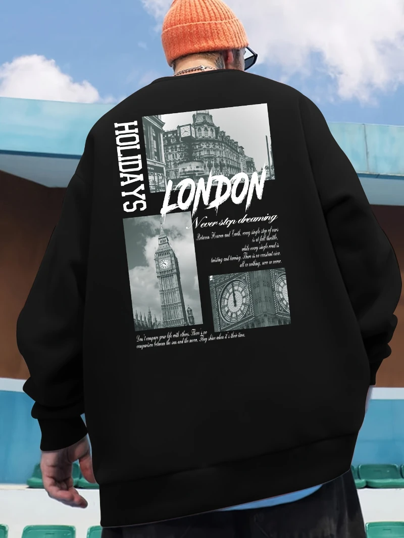 

Mens Casual Letter Print Long Sleeve Crew Neck Sweatshirt 2025 Autumn Winter Round-neck Hoodie Is for Both Men and Women Top