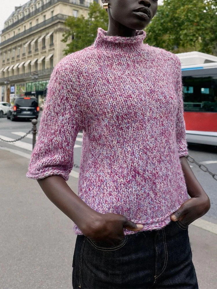 

European and American style 2025 autumn new products women's clothing design sense loose versatile color block sweater