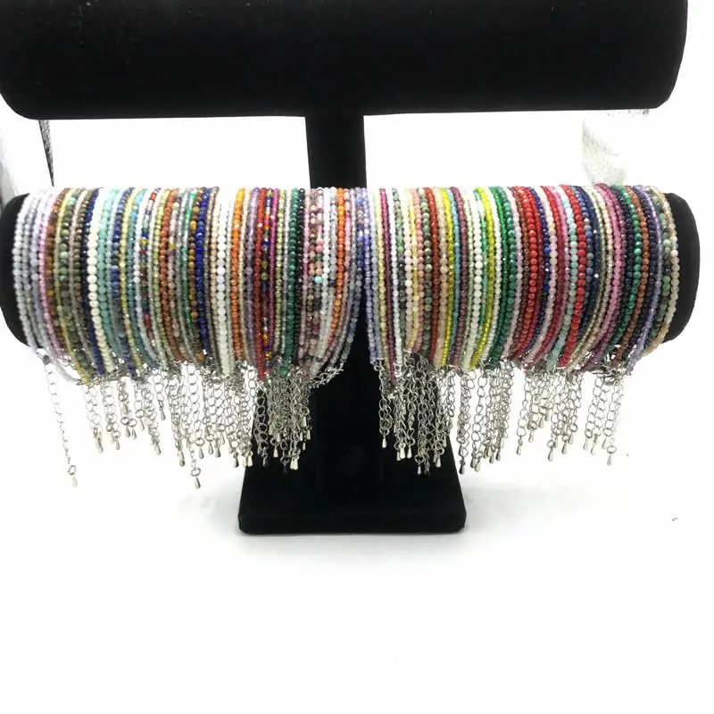 High Quality Natural Stone 2-3mm Handmade Micro Faced Beads Women's Agate Crystal Zircon Bracelet Jewelry Gift