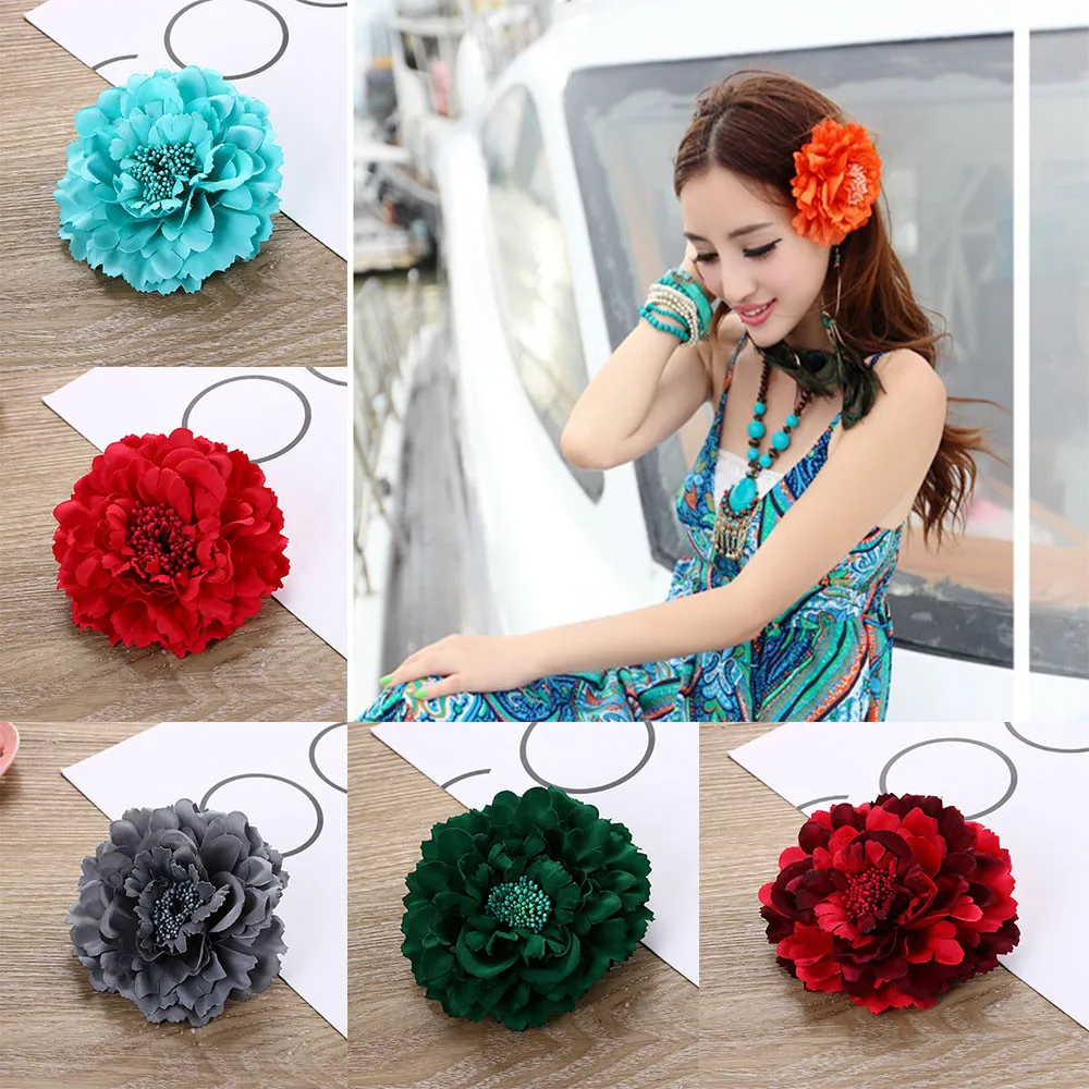 Flower Peony Hair Clips Wedding Bridal Bridesmaid Prom Festival Hairpin Brooch Peony Hairpin Silver Grey Hair accessories