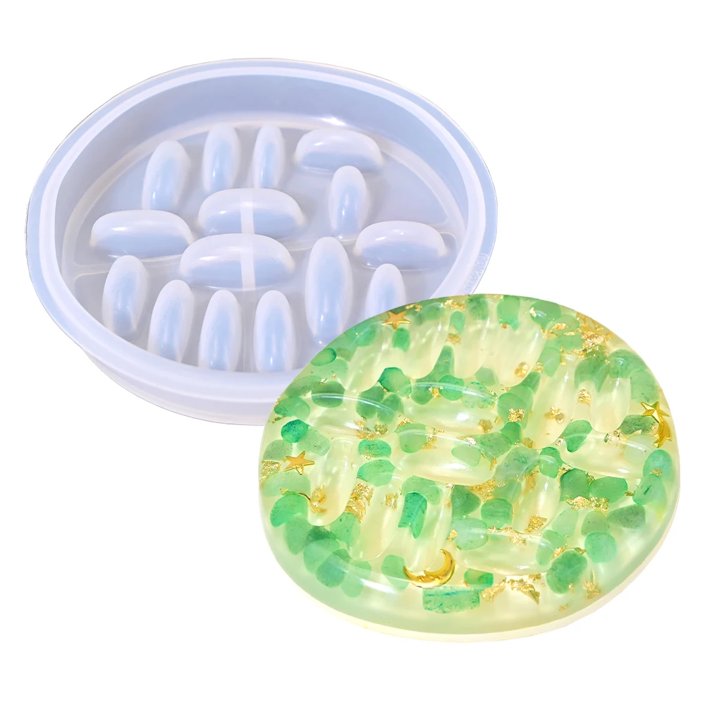 S0150 Love Heart Round Ring Stand Silicone Resin Mold DIY Crystal Jewelry Ring Display Holder Plaster Moldes De Silicona view 2