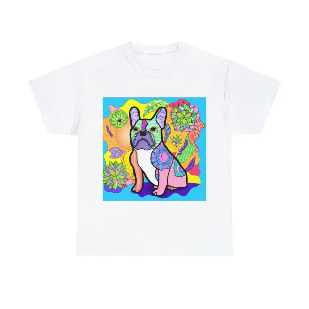 Frenchie French Bulldog T Shirt Art Tee Colorful Abstact Fun Pet For Men Clothing Women Tees  100%Cotton Short Sleeve