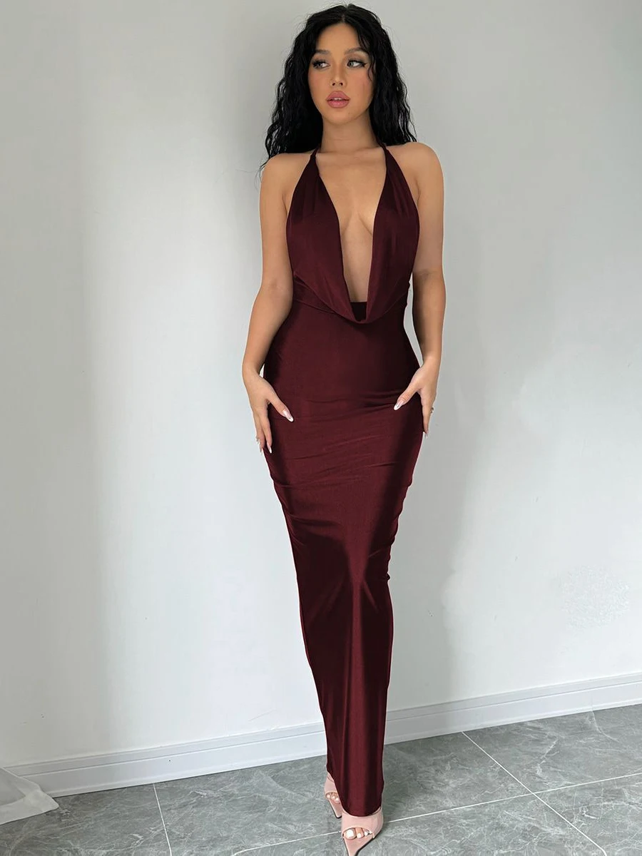 Sexy V-neck Backless Slim Fit Sleeveless Dress Fashionable Korean Style Casual Wear for Various Occasions Suitable for Women