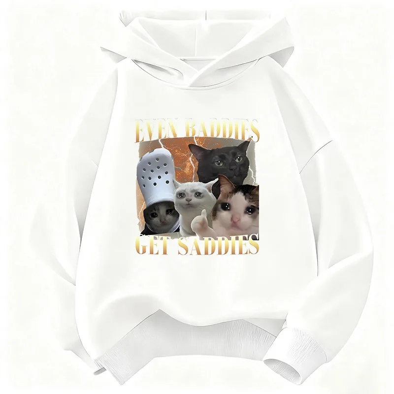 Modischer süßer Katzen-Meme-Print-Hoodie für Kinder, süßer, bequemer Kapuzenpullover für Jungen und Mädchen, Herbst, Frühling, lässige Hoodies