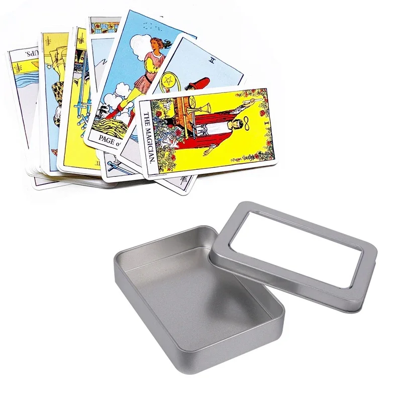 Metal Rectangle Silver Black Game Cards Storage Box Trading Card Case Empty Tinplate Box for Storage Money Coin Candy Key Tarot