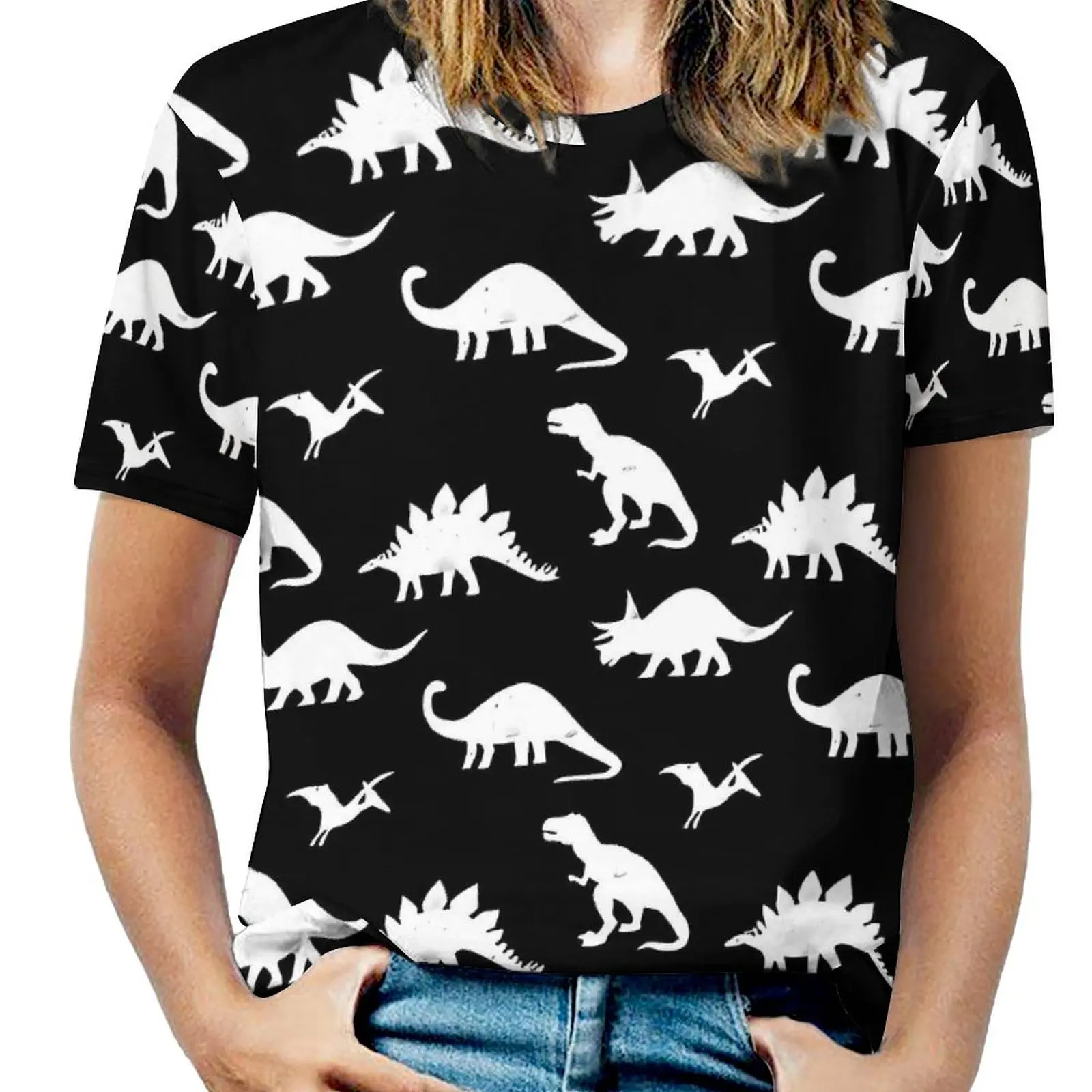 Dinosaurs T Shirt O Neck Cute Animal Big Size T-Shirts Short Sleeve Basic Tees Female Summer Funny Custom Tops