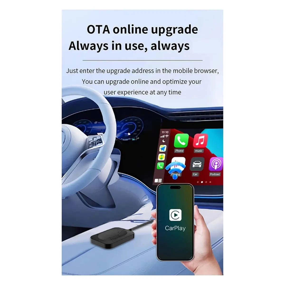 Wireless CarPlay Adapter,USB Dongle Converts CarPlay & Android Auto,Fast Auto Connect,Fit for IOS 10+/Android 11+