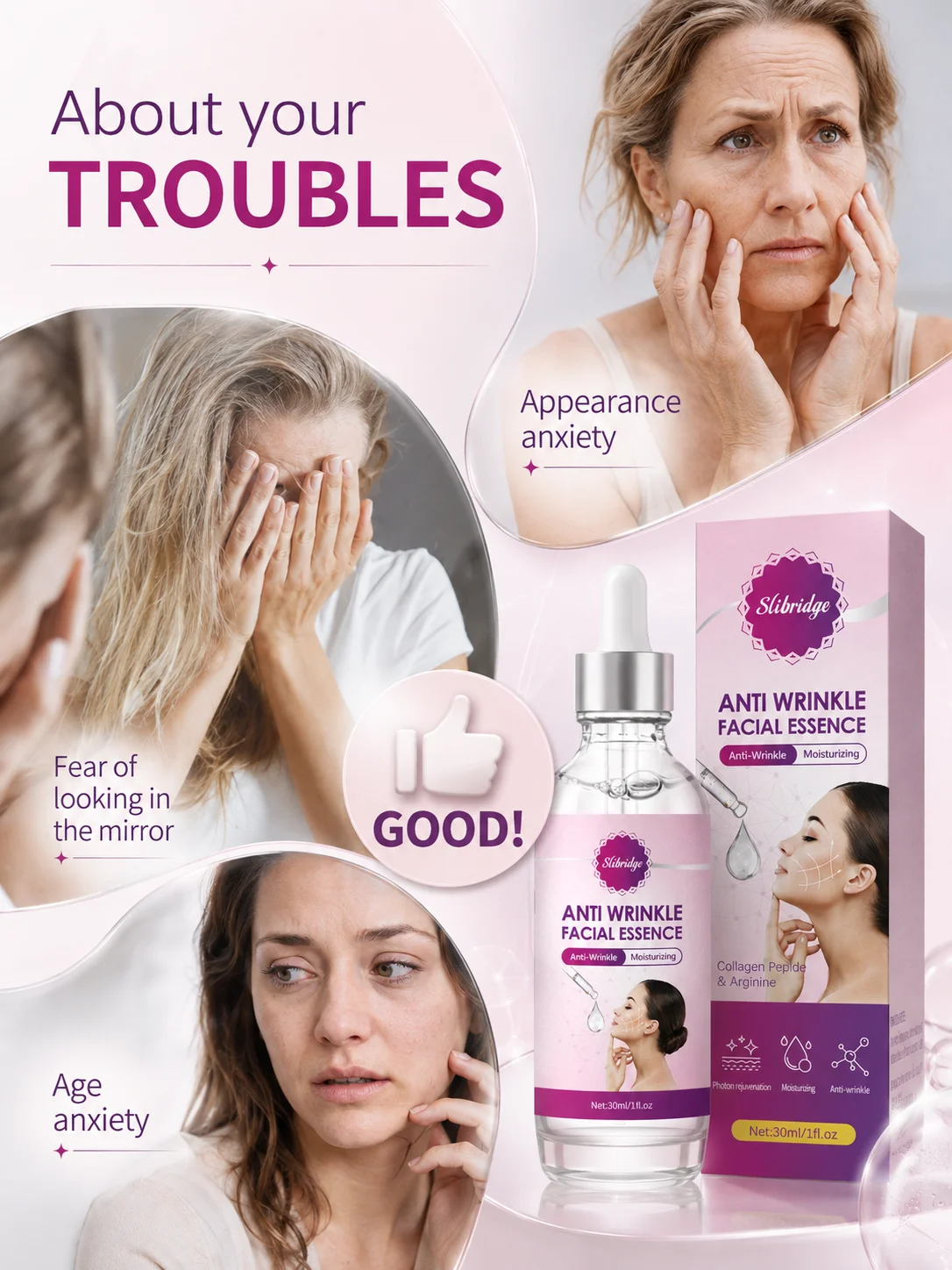 Facial Serum for Forehead Eye and Neck Lines with a Younger Looking Complexion