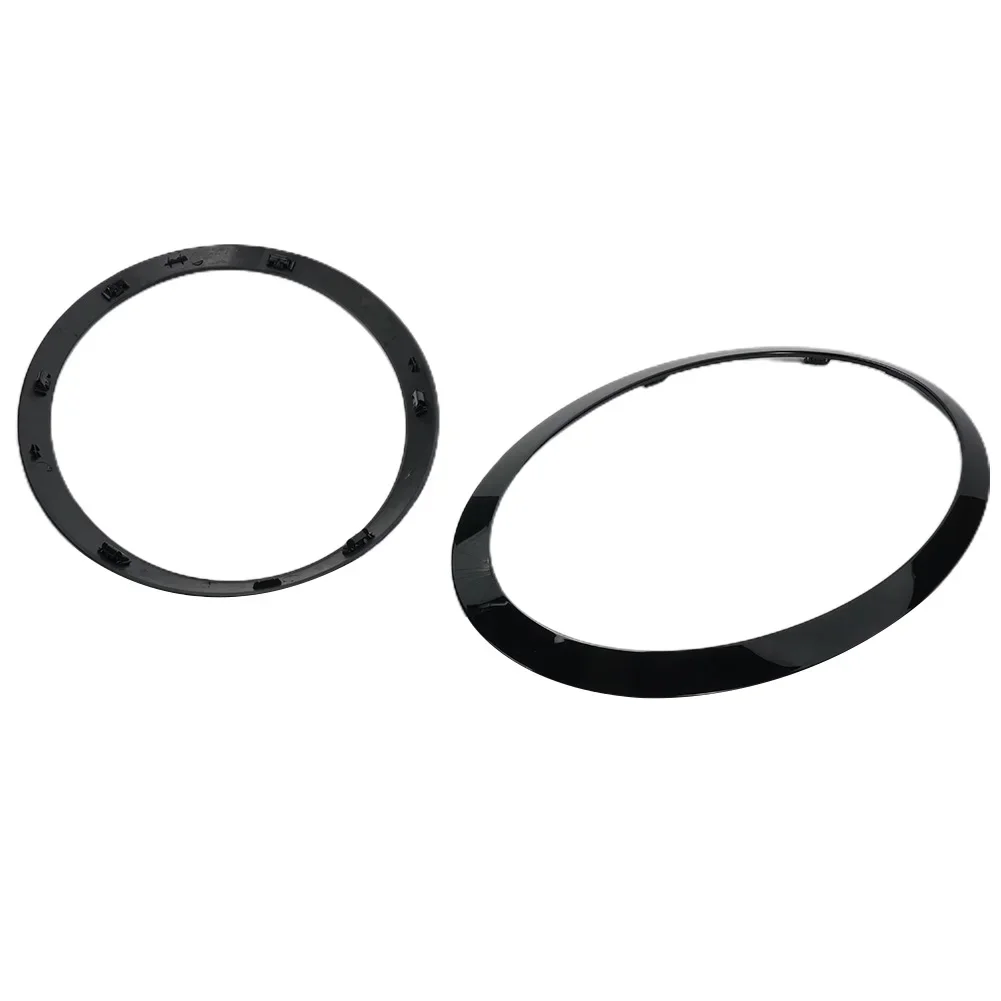2PCS Car Headlight Frame For MINI COOPER F55 F56 F57 Headlight Ring Left+right Set Bright Black ABS Light Trim Frame Car Parts