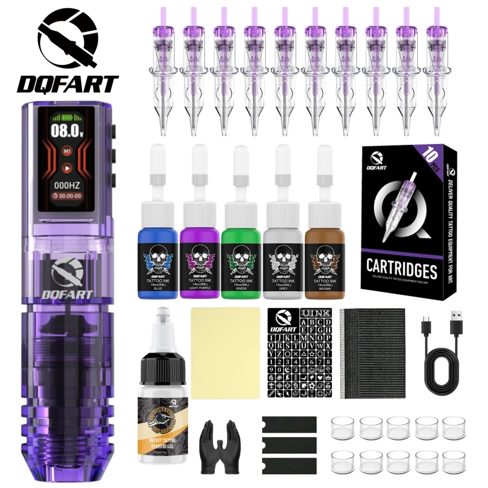 DQFART P2 Electric Wireless Tattoo Machine Pen Set Body Art Creative Designs Beginner Tattoo Artists Body Art Designs Tattoo Ink