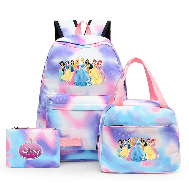 3pcs Disney Snow White Princess Colorful Backpack with Lunch Bag Rucksack Casual School Bags for Student Teenagers Sets