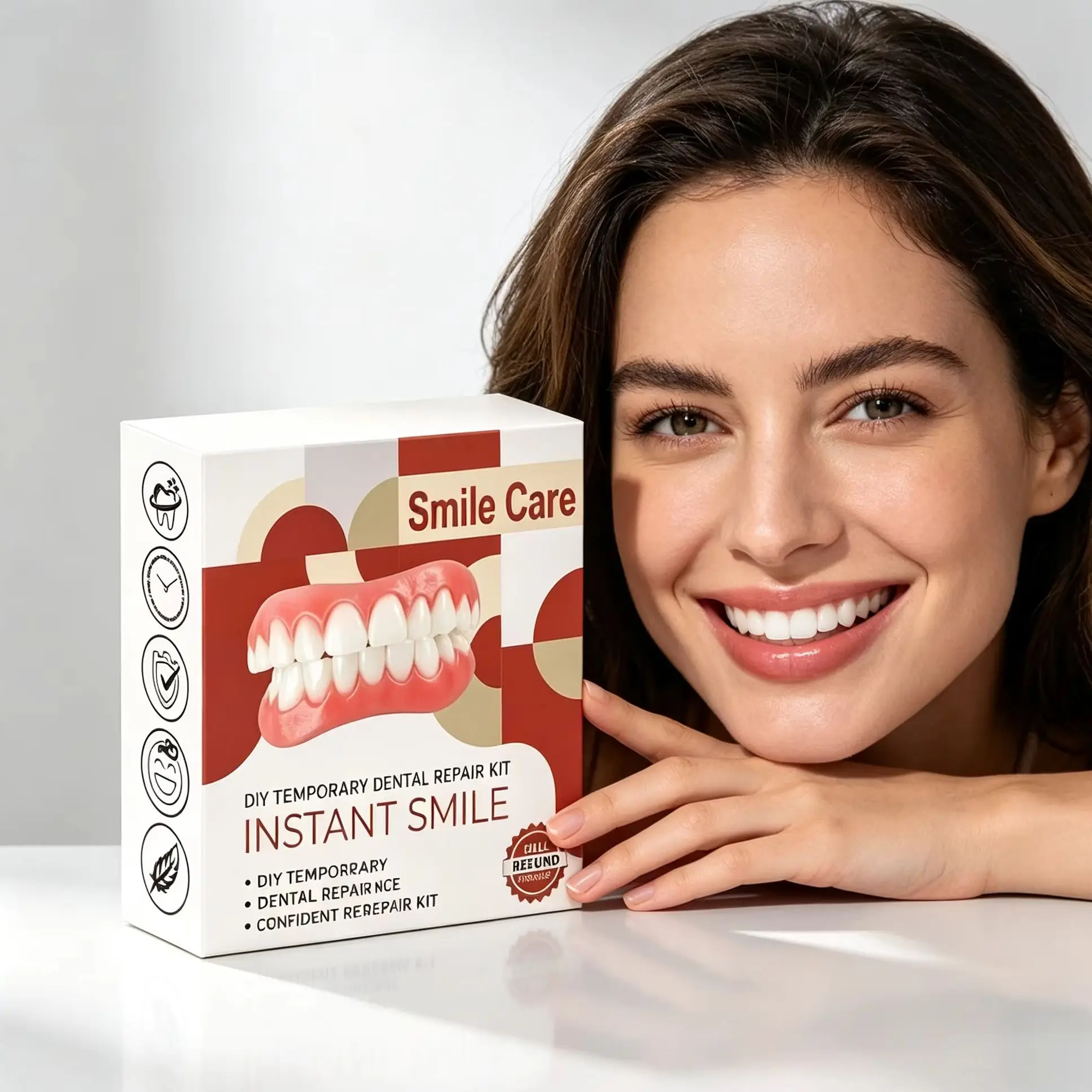 Premium Custom Upper & Lower Full Mouth Silicone Dentures, Lifelike Natural Teeth All-Day Comfort Boost Confidence & Oral Care