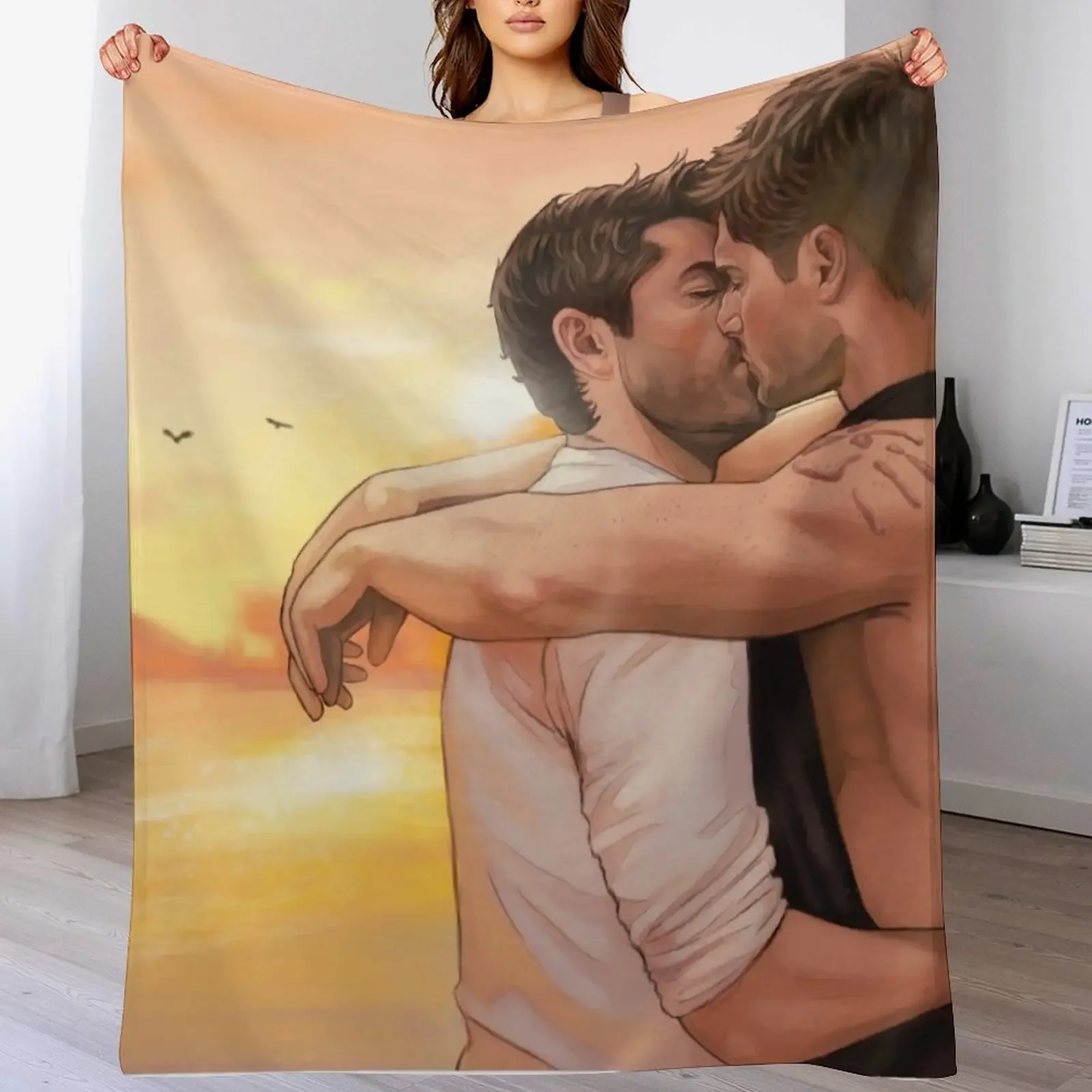 Sunset Kiss 2021 Throw Blanket Lightweight Warm Blanket for Travel Camping