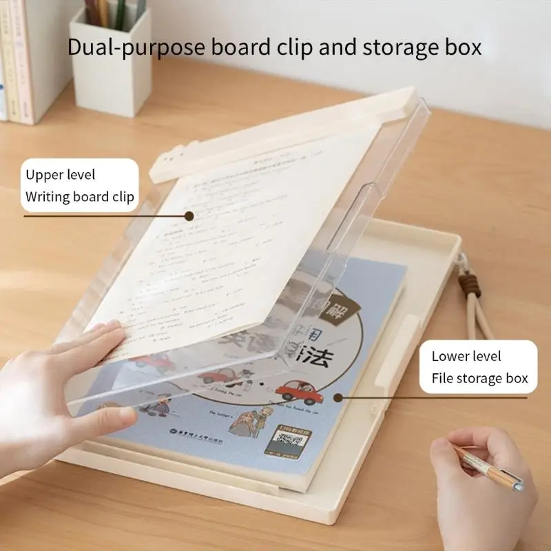 

Double Layer ABS Document with Clipboard File Organiser Storage Box For Office 896C