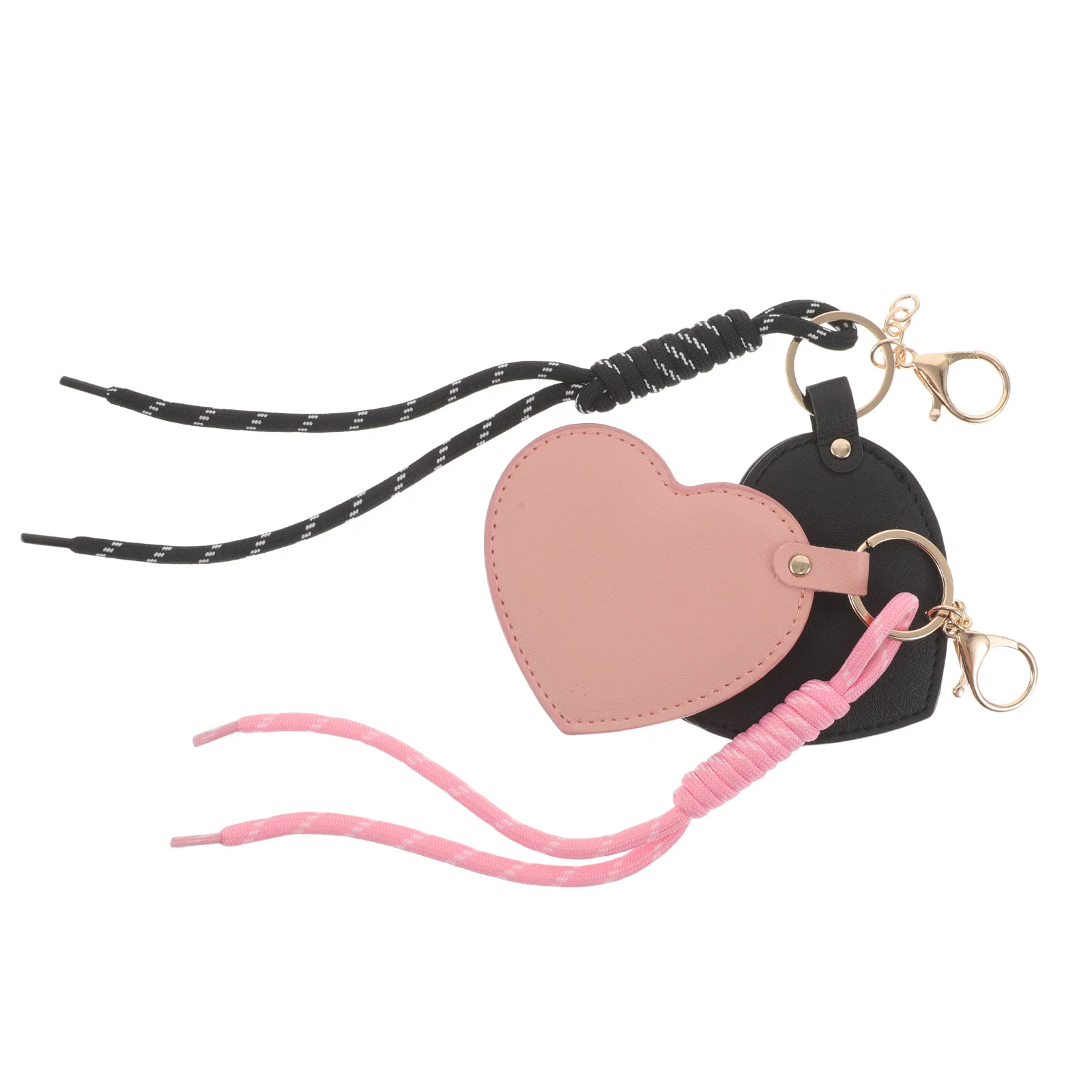 

2Pcs Compact Heart Shaped Mirror with PU Cover for Women Travel Essentials Cute Pocket Mirror Keychain Travel Vanity Accessory