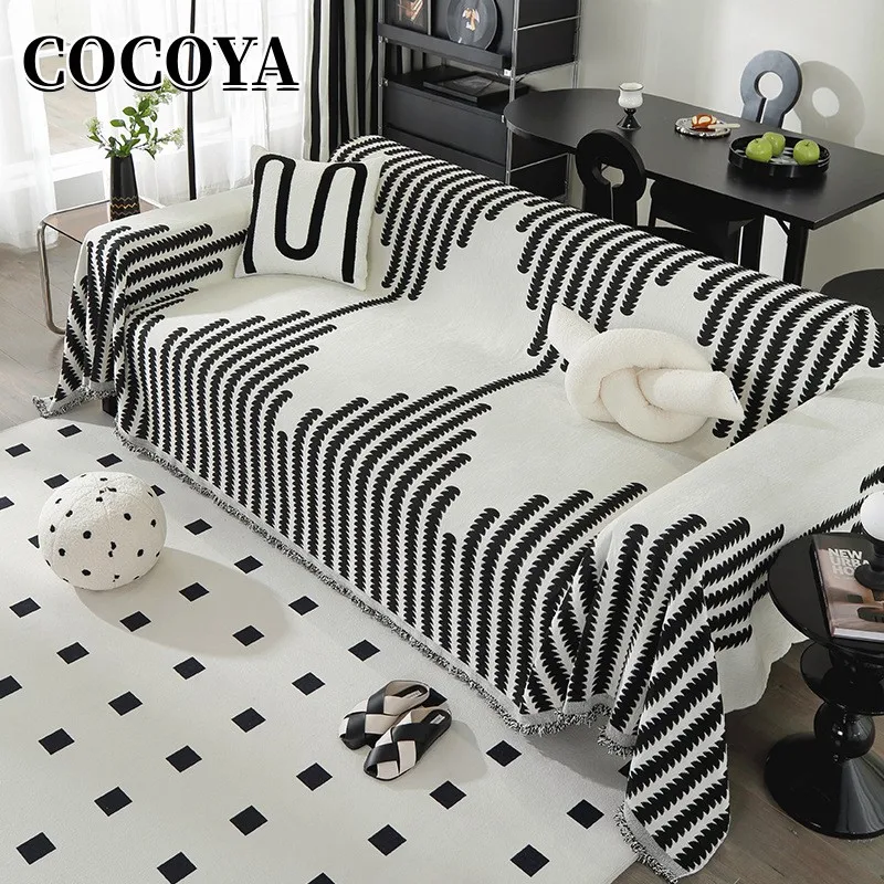 

Fashion Line Throw Blanket Multifunction Sofa Covers Dust Cover with Tassel Air Conditioning Blankets for Beds Stripe Nap Shawl