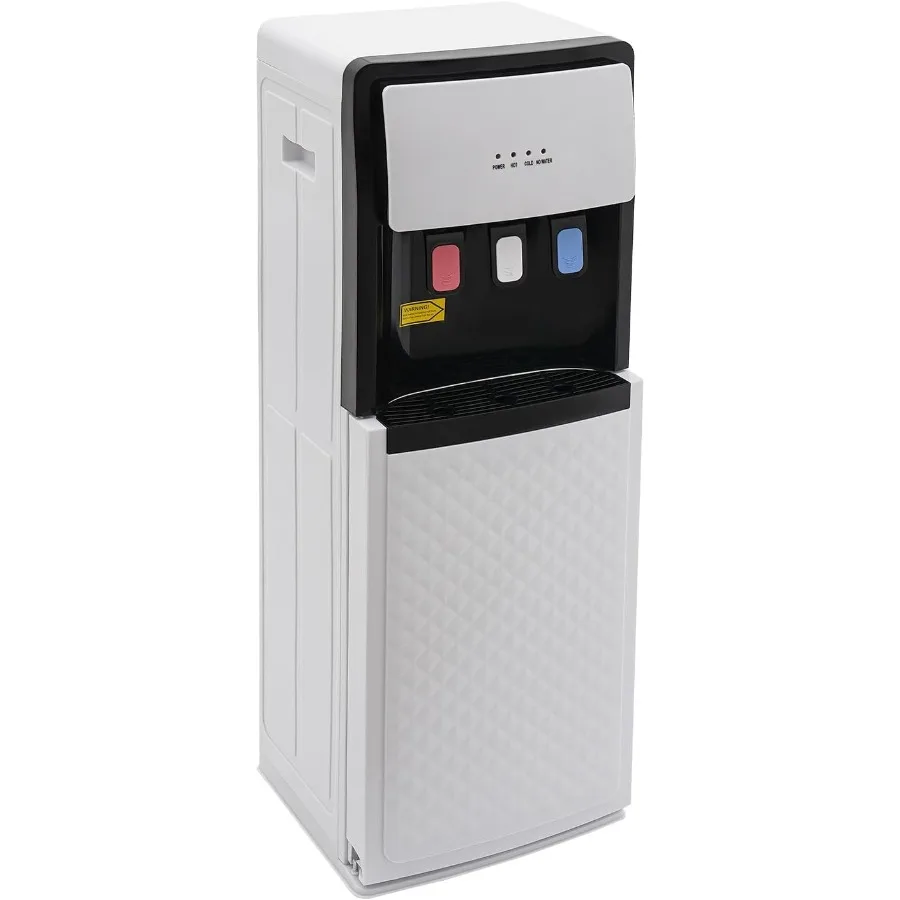 موزع مياه تحميل سفلي سعة 5 جالون مع 3 إعدادات لدرجة الحرارة، غرفة باردة ساخنة باللون الأبيض للاستخدام في المكاتب المنزلية
