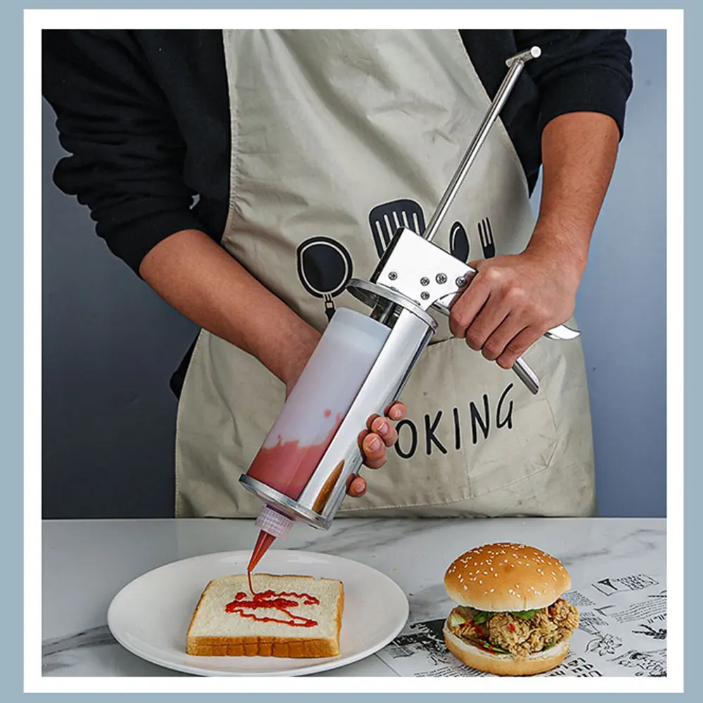 

Stainless Steel Sauce Squeeze Machine Sauce Bucket Salad Sauce Squeezing Dispenser Burger Shop Equipment