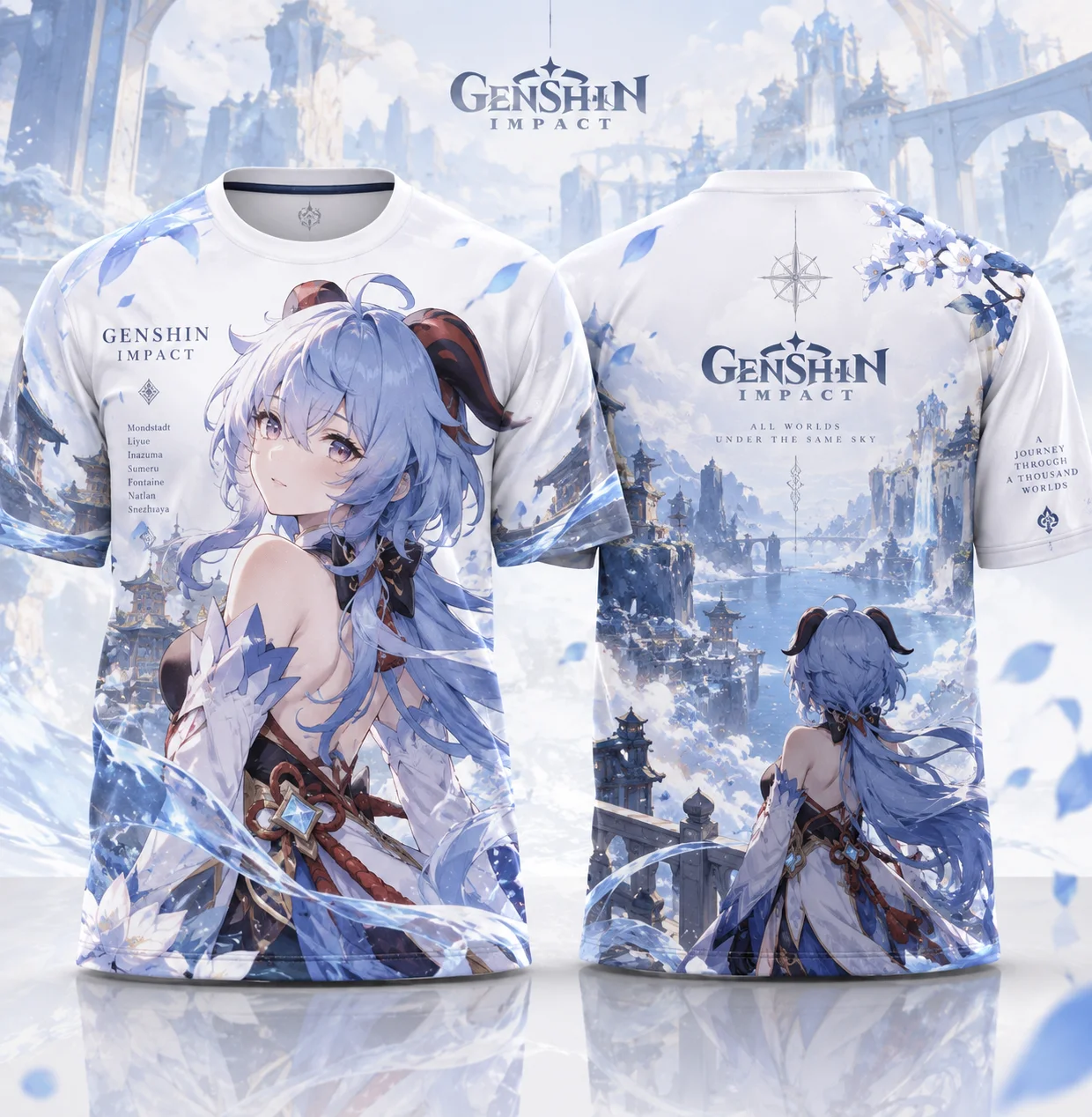 Genshin Impact Ganyu 3D All Over Print T Shirt Anime Game Character Full Print Short Sleeve Unisex Tee