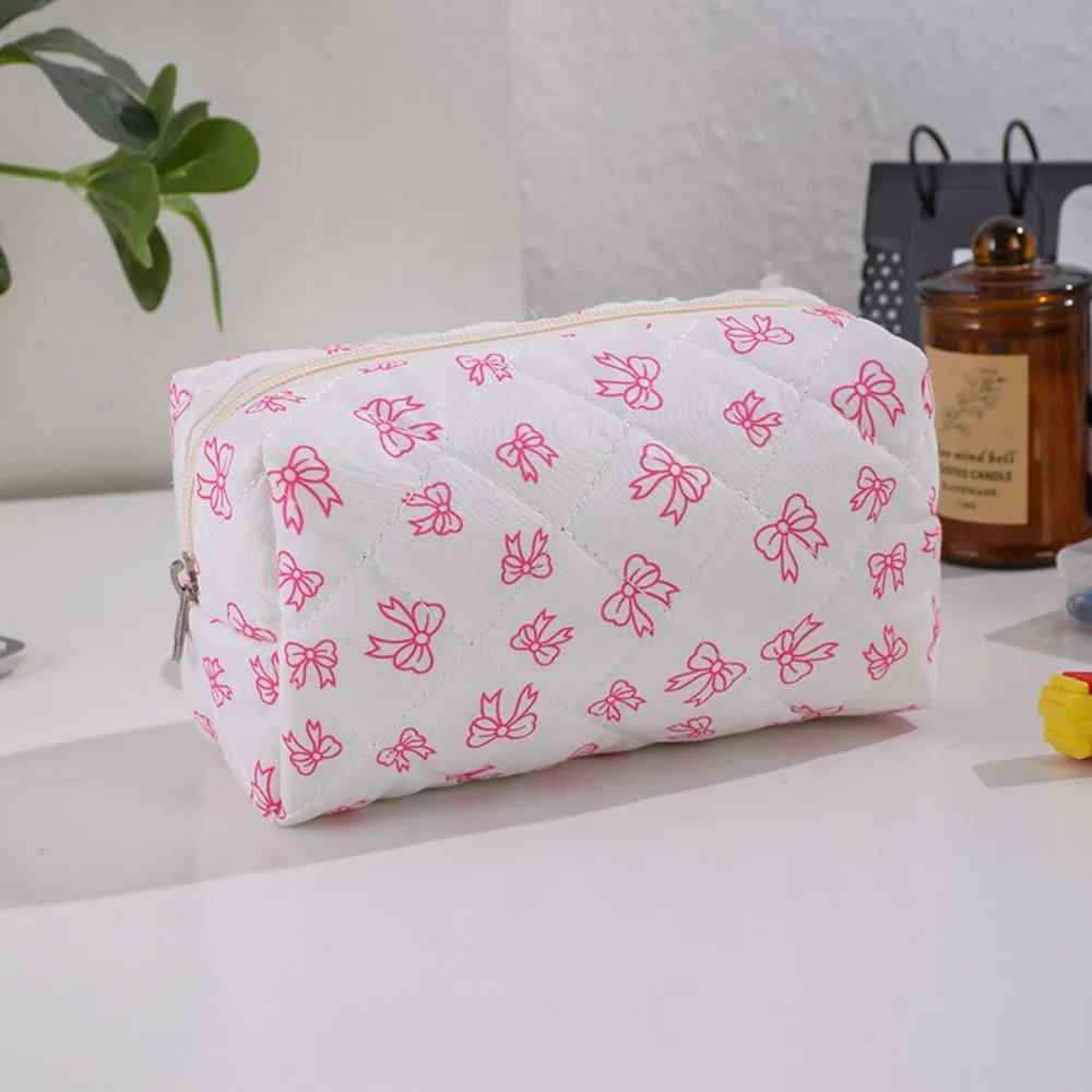 Multi-functional Cotton Makeup Bag Fresh Color Storage Organizer Cosmetics Bag Bow-knot Patterns Toiletry Bag Home Travel