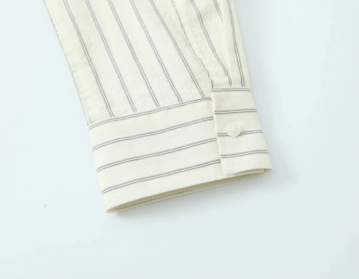 KONDALA Damska Luźna Koszula w Paski z Kołnierzykiem, Wiązana, Zapinana na Guziki, Moda Wiosna-Jesień 2025, Uniwersalna Koszula Damska do Pracy