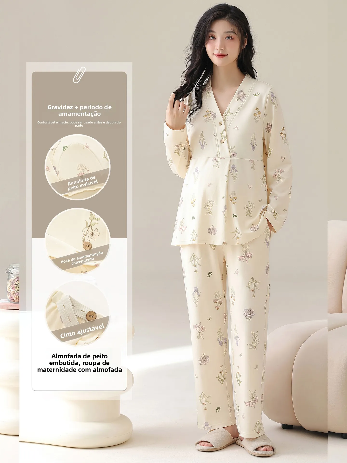 100-cotton-v-neck-maternity-nightgown-women's-nursing-sleepwear-with-chest-pad-home-clothes-spring-autumn-summer-casual-wear