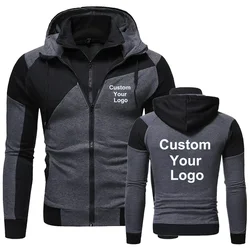 Men's Custom Jackets Winter Long Sleeve Double Zipper Hoodies Fashion Outdoor Warm Streetwear Coat DIY Personalized Clothing