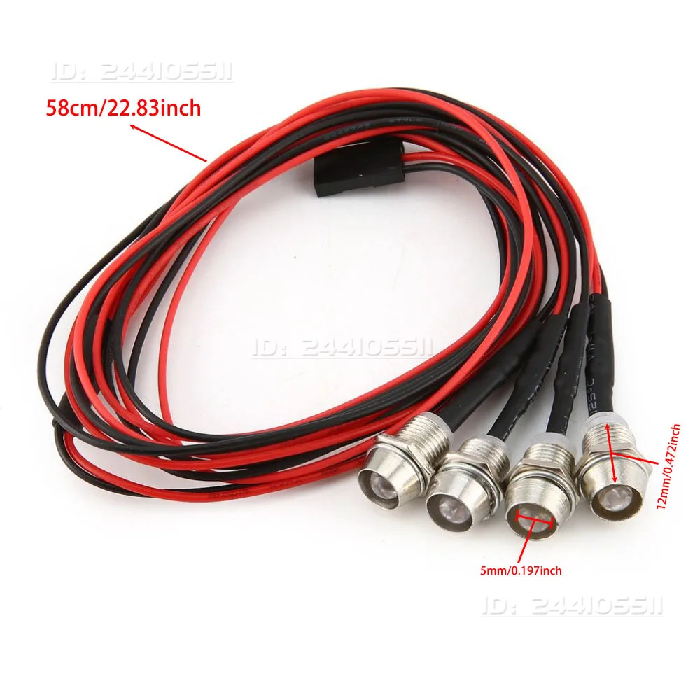 

4PCS 5mm RC Model Drift Car Headlamp Headlights LED Light Lamp for 1/10 Truck Crawler Traxxas MN Tamiya Axial Scx10 D90 Toy Part