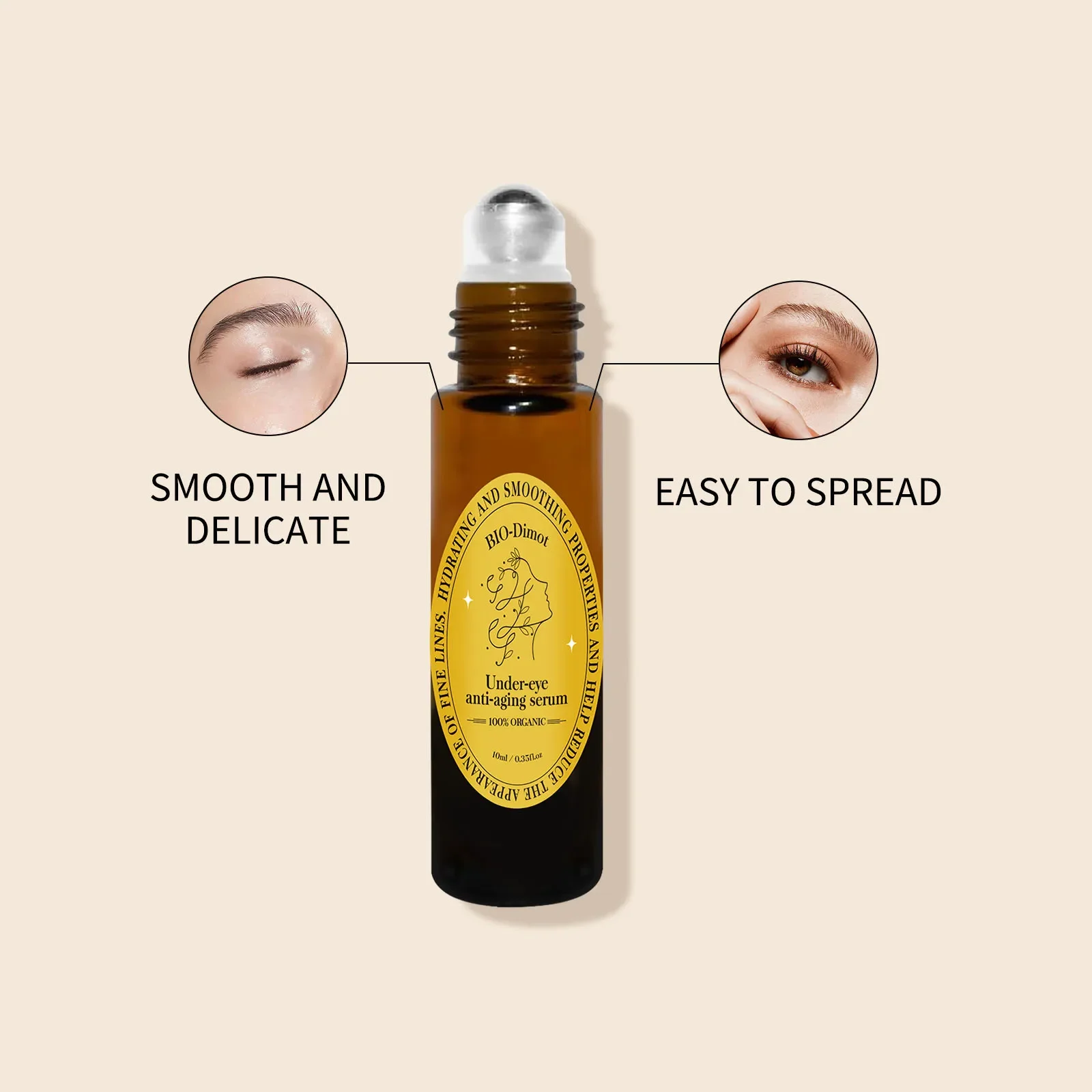 

【Роза-ролликовая сыворотка для глаз】10 мл против старения для темных кругов, морщин и отечности, увлажнения, осветления и укрепления