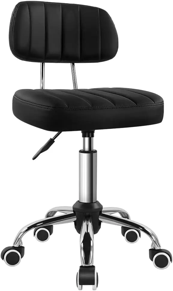 

Black Square Swivel Stool with Wheel, Height-Adjustable, Cost-Effective, Rolling Stool Chair for Work SPA Shop Massage