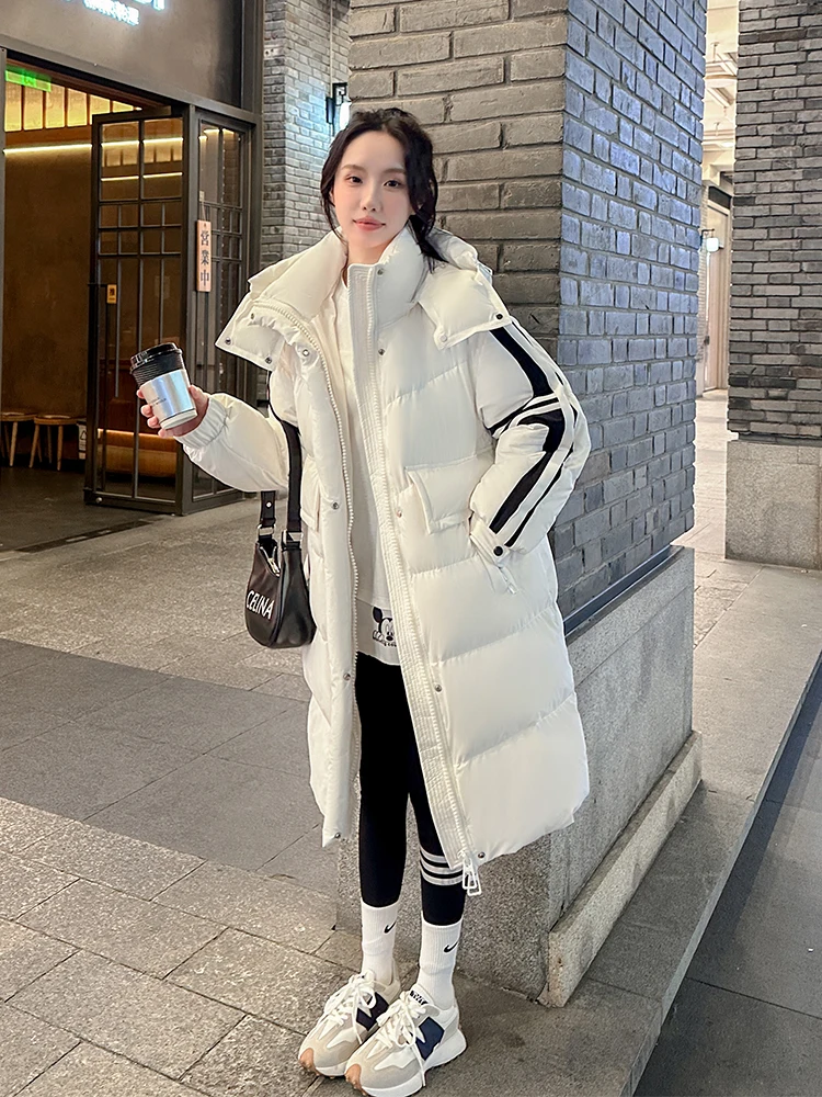 

White Du down Jaet Women's Mid-Length Thiened Winter Coat Korean Sle High-End Feeling 90% White Du Feather Over-Kne...