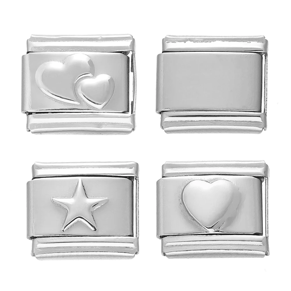 

1pc/lot Double Heart Star Italian Charm Links Fit 9mm Stainless Steel Bracelet Making for DIY Jewelry Accessories Wholesale