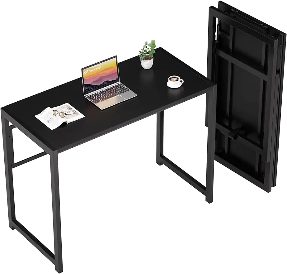 GreenForest Folding Desk for Small Spaces, 39.4 in No-Assembly Small Computer Desk for Home Office, Space Saving Foldable Table