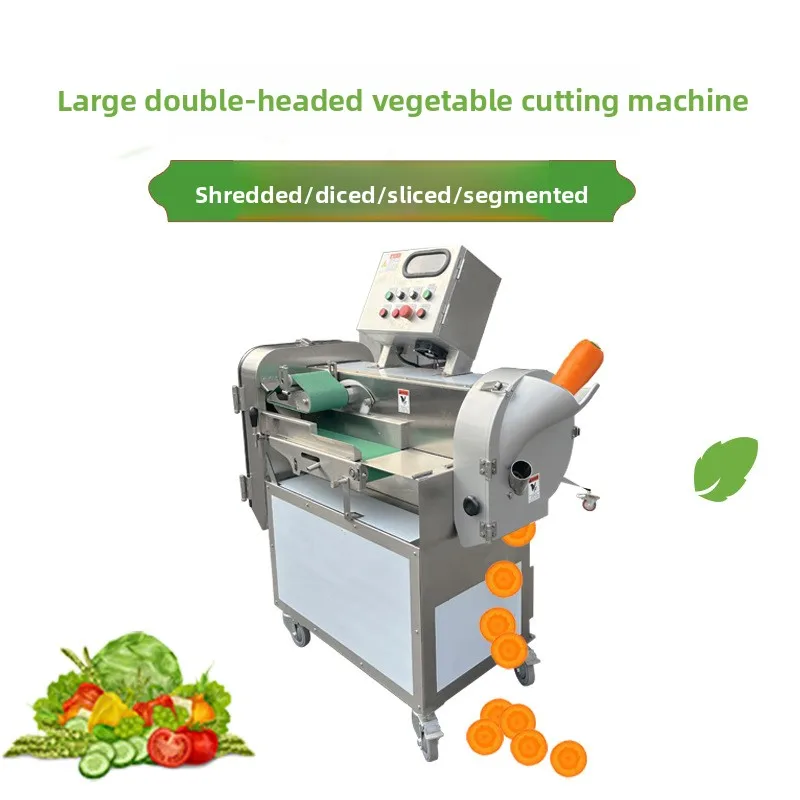 Large double-head commercial automatic fruit and vegetable slicing and dicing machine