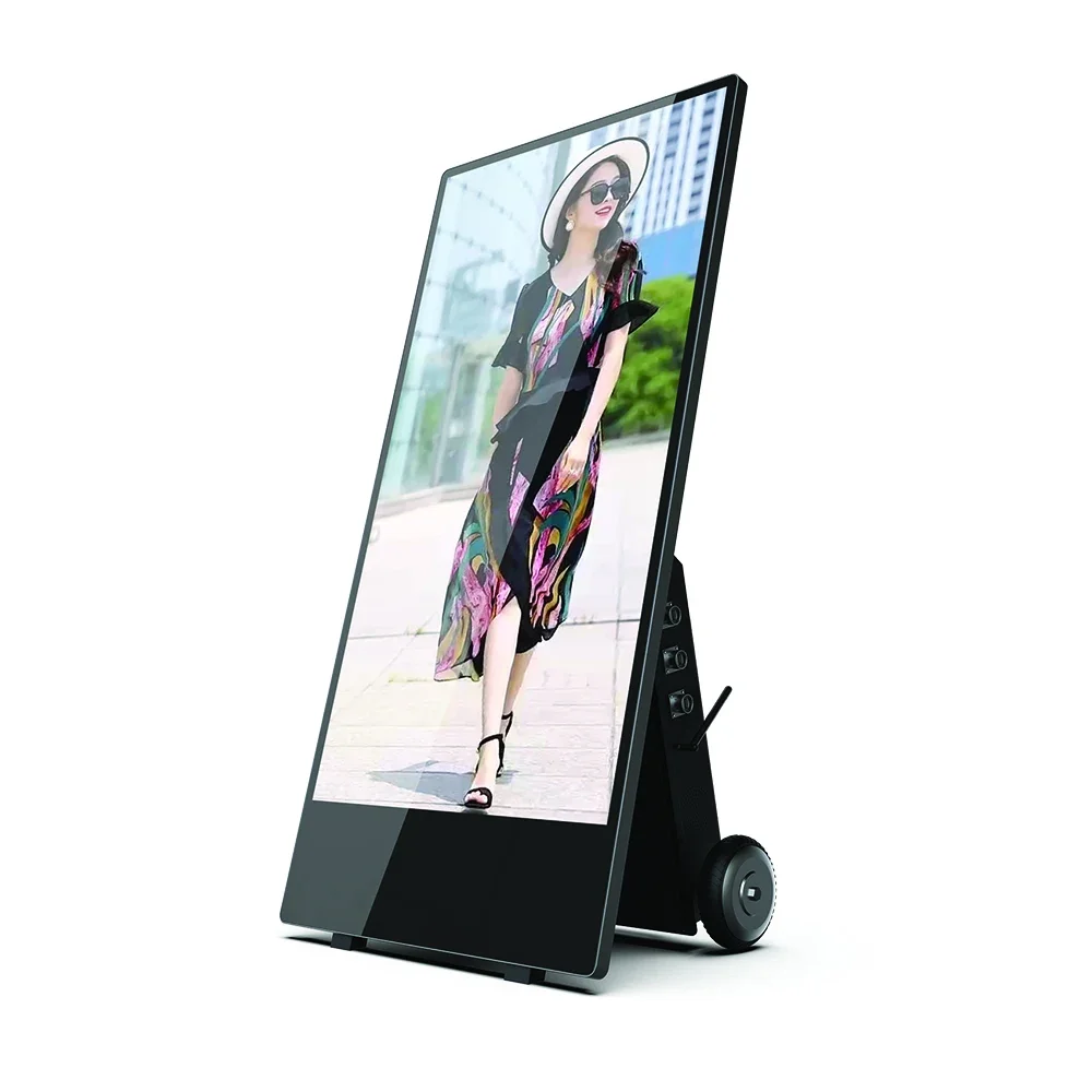 

49 55 Inch Indoor Wall Mount Wifi Advertising Digital Lcd Battery Moveable Portable Digital Signage