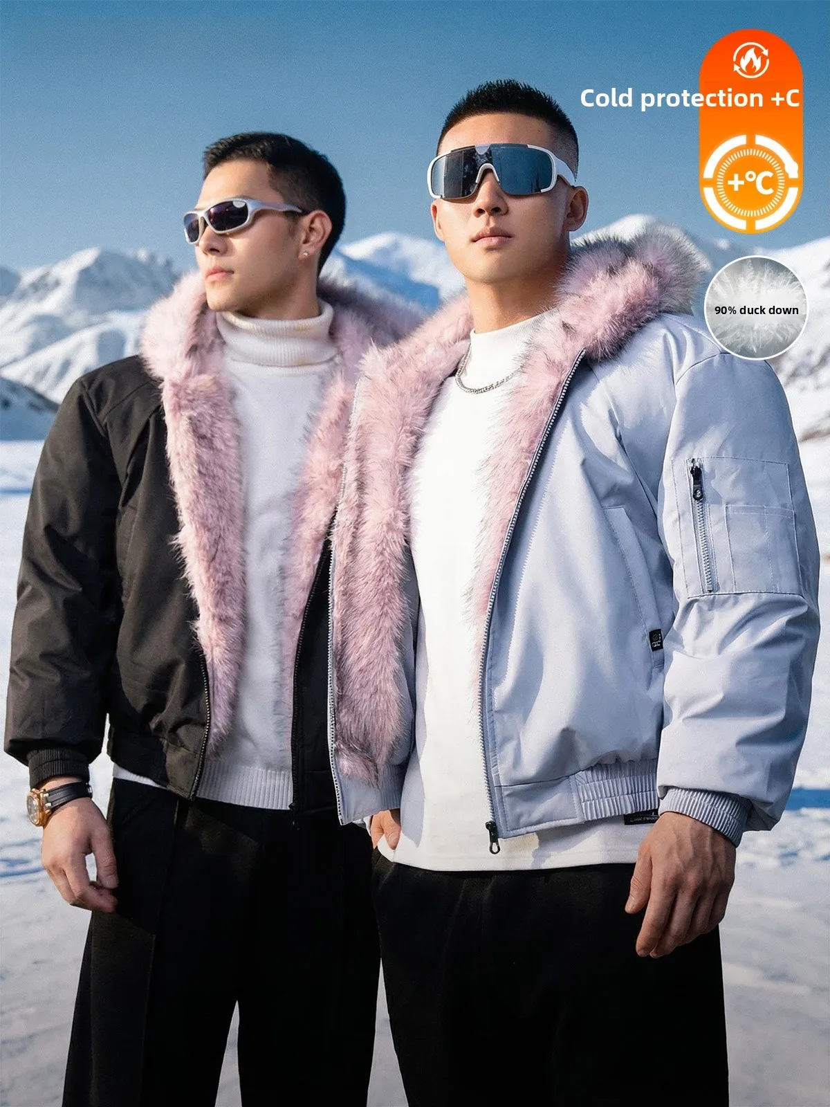 

Мужская пуховая куртка для зимы: теплая, защита от холода, 90% пуха, водонепроницаемая, с меховым воротником, стильная, для города и активного отдыха, повседневная одежда