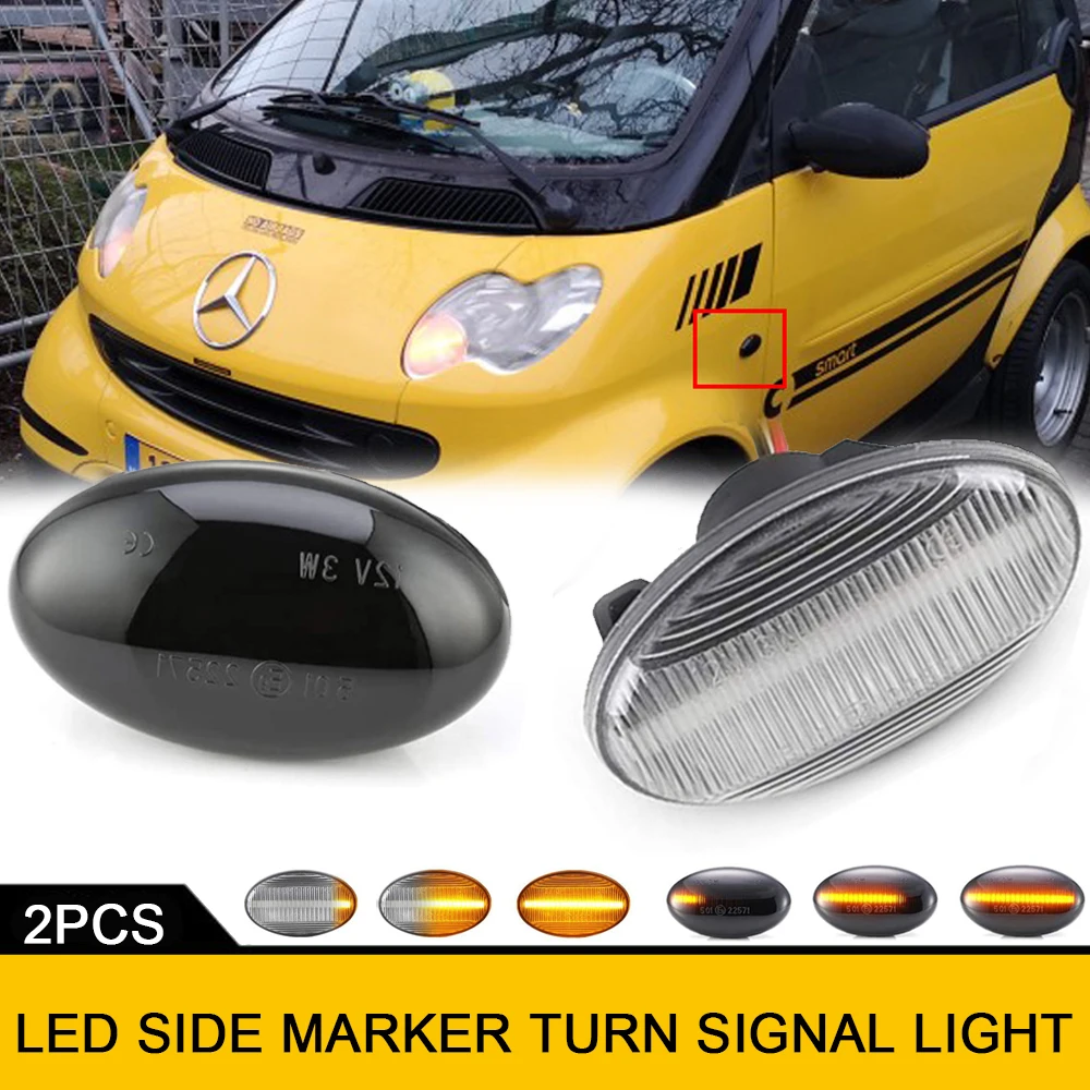 Dynamic Amber LED Side Marker Turn Signal Lights For Mercedes-Benz Metris Valente Vito Viano Citan Smart Fortwo 450 452 W415