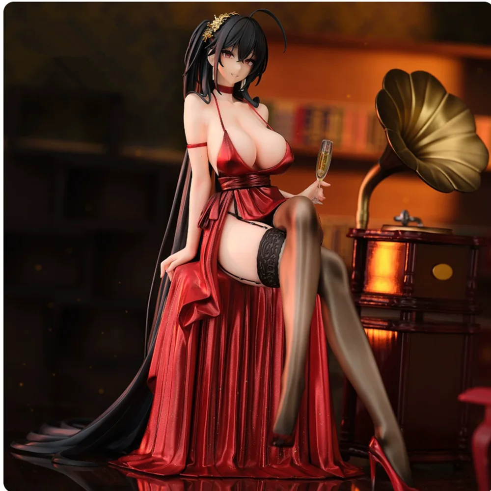 

Azur Lane Taihou 1 7 Scale Sitting Pose Red Dress Long Black Hair Gramophone Beautiful Girl Anime Figure Collectible Model
