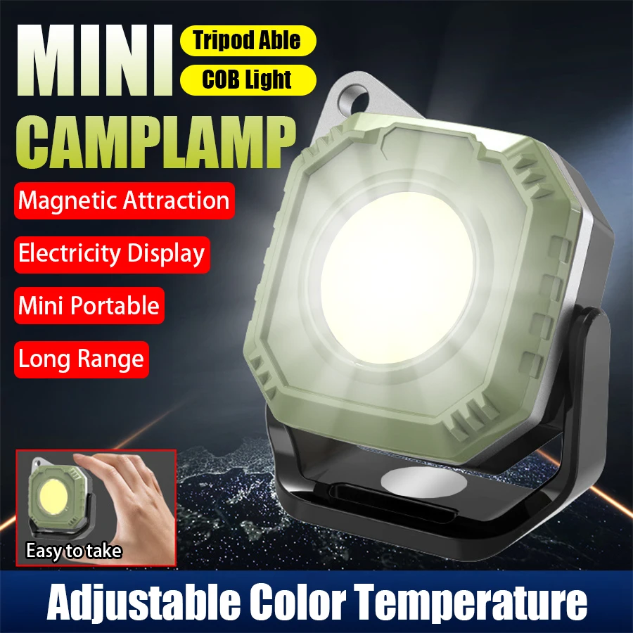 

High Bright LED Mini Camping Light Rechargeable 5 Modes Flashlight with Strong Magnet Hook Outdoor Waterproof Emergency Lantern