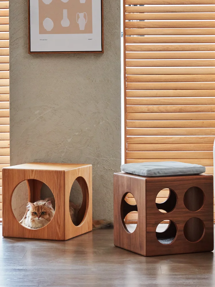 Cat Nest Solid Wood Four Seasons Universal Pet Furniture Cat Stool Human Pet Shared Cat Bedside Table