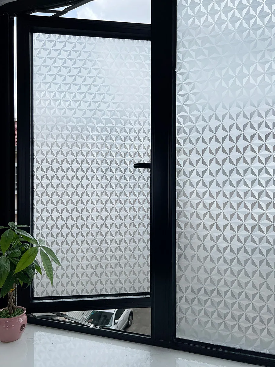 Statisch haftende, durchscheinende Sichtschutzfolie für Fenster, kein Kleber, UV-Schutz, abnehmbar, für Balkon, Badezimmer, Hausglas
