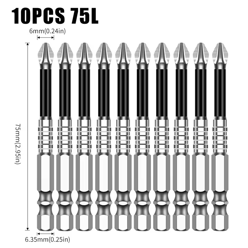 K5 Non-slip High Hardness Bit S2 Strong Magnetic 5A Black Non-slip Cross Head Electric Drill Electric Screwdriver Bit - Image 32