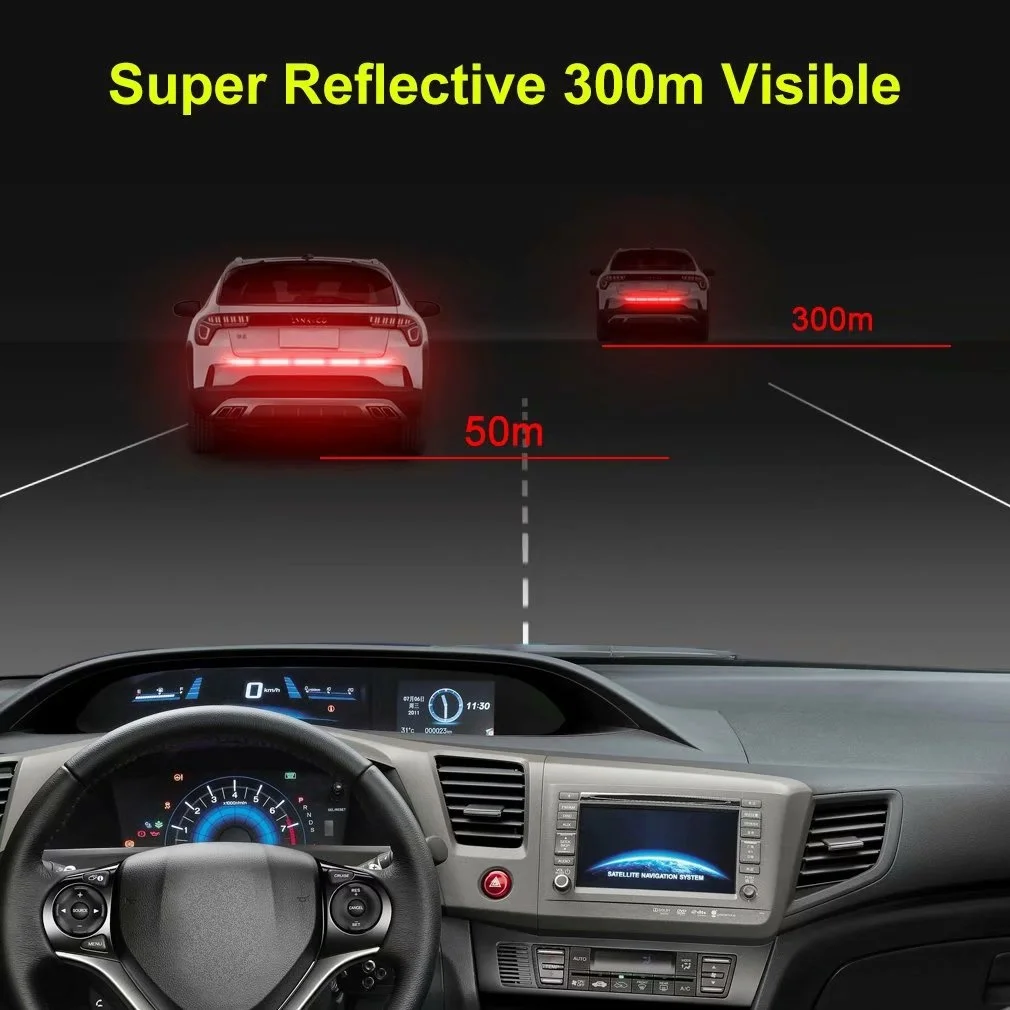 Car Rear Strip Reflective Sticker Trunk Bumper Tail Box Warning Sticker Anti-collision Warning Sticker Auto Styling Accessories